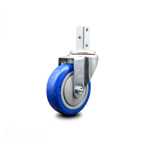 4 Inch Blue Polyurethane Wheel Swivel 3/4 Inch Square Stem Caster SCC